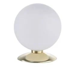 LED-Kugelleuchte, messing-matt, Touchdimmer, blendfrei, Opalglas