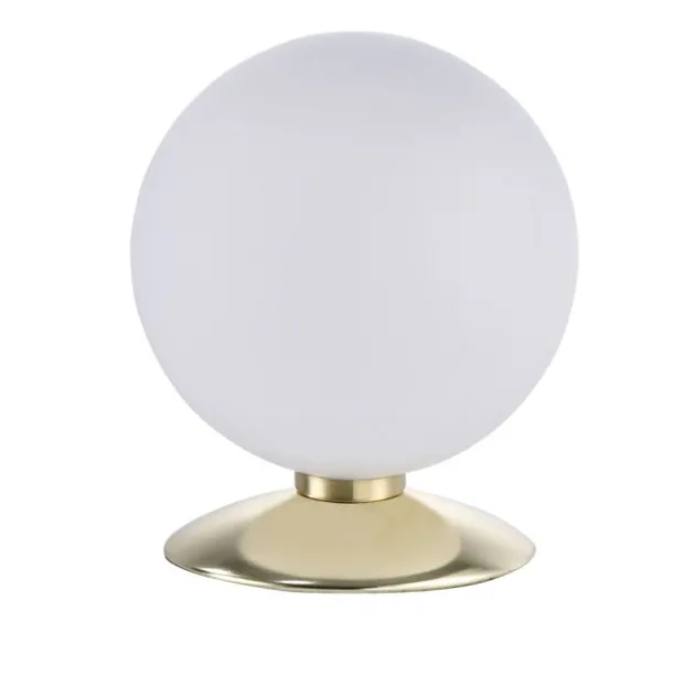 LED-Kugelleuchte, messing-matt, Touchdimmer, blendfrei, Opalglas