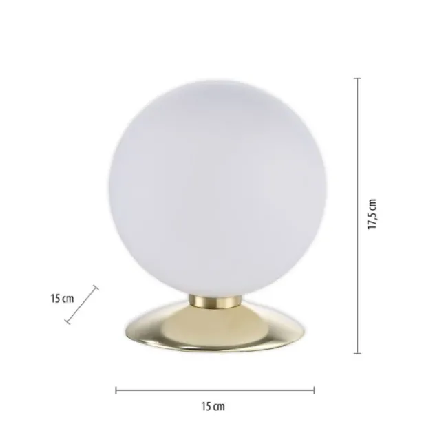 LED-Kugelleuchte, messing-matt, Touchdimmer, blendfrei, Opalglas