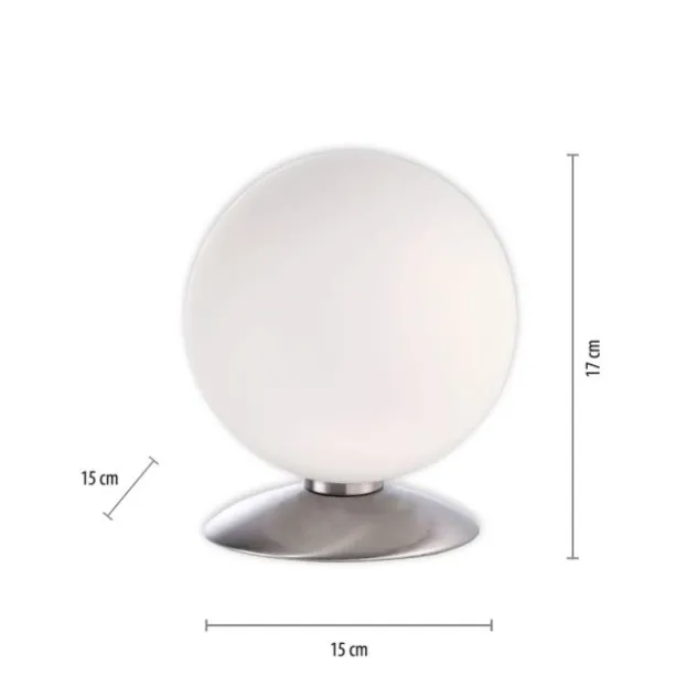 LED-Kugelleuchte, Tischleuchte, warmweißer Lichtfarbe, Touchdimmer, blendfrei