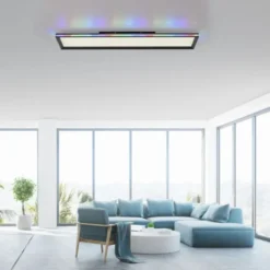 LED Panel, Deckenleuchte, flach,dimmbar, schwarz, mit RGB Laufbandumrandung