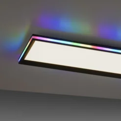 LED Panel, Deckenleuchte, flach,dimmbar, schwarz, mit RGB Laufbandumrandung