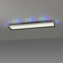 LED Panel, Deckenleuchte, flach,dimmbar, schwarz, mit RGB Laufbandumrandung