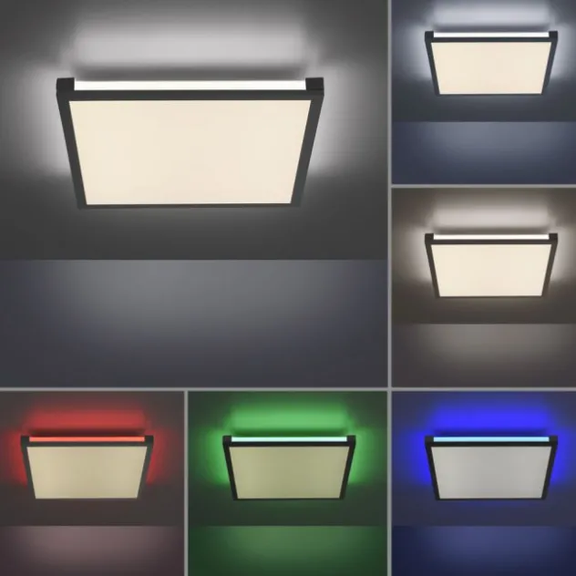 LED Panel Deckenleuchte, schwarz, dimmbar, Fernbedienung, Memory