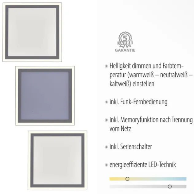 LED Panel, Deckenleuchte, weiß, dimmbar, Farbtemperatursteuerung