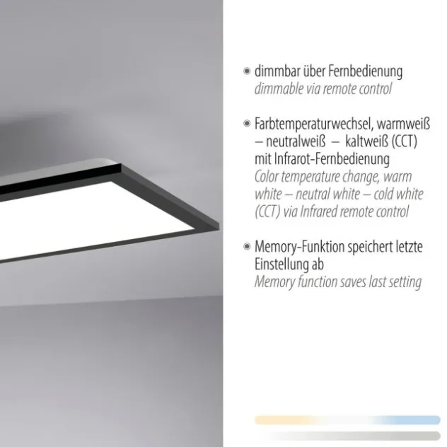 LED Panel. Flat. Deckenleuchte, schwarz, dimmbar
