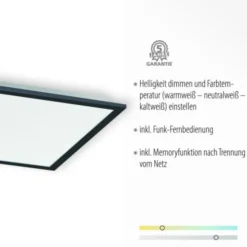 LED Panel, Rahmen schwarz, dimmbar, CCT Lichtfarbsteuerung, quadratisch