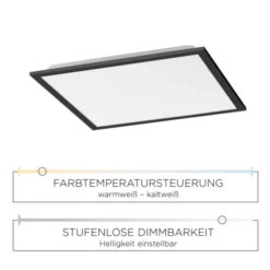 LED Panel, Rahmen schwarz, quadratisch, dimmbar, CCT, Fernbedienung, modern