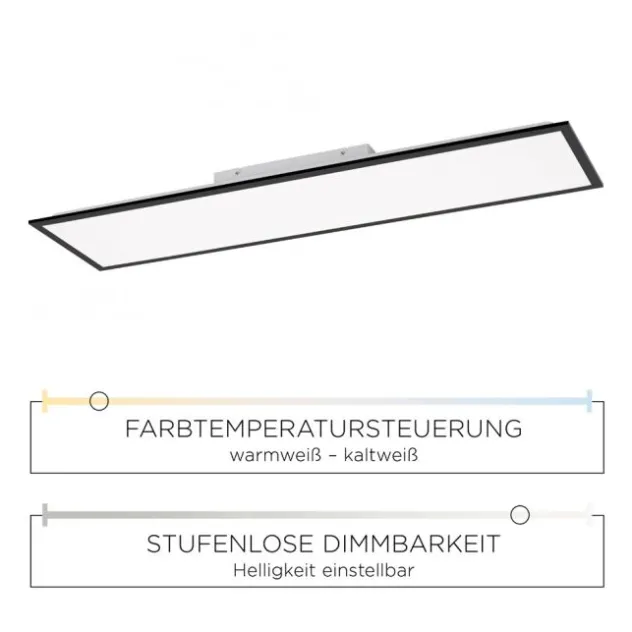LED Panel, Rahmen schwarz, rechteckig, CCT, Fernbedienung, dimmbar, modern