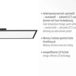 LED Panel, schwarz, 100x25cm, CCT Farbsteuerung, dimmbar, Fernbedienung