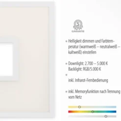 LED Panel, weiß, CUT OUT, quadratisch, inkl. Fernbedienung, CCT, dimmbar