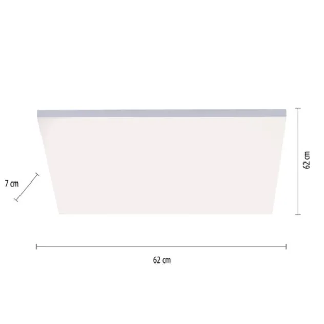 LED-Panel, weiß, rahmenlos, 62x62cm, CCT, dimmbar, Fernbedienung, blendfrei