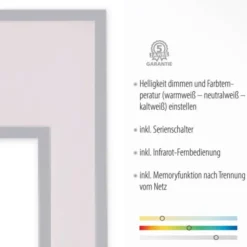 LED Panel, weiß, rechteckig, Cut Out, dimmbar, inkl. Fernbedienung, modern