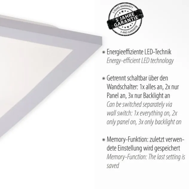 LED Panel, weiss, 29,5x29,5, 3000K warmweiss, Memory Funktion