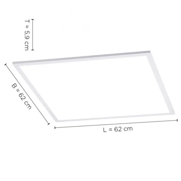 LED-Panel, weiß, 62x62cm, Backlight, dimmbar, Farbsteuerung