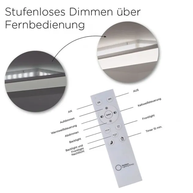 LED-Panel, weiß, 30x30cm, dimmbar, Backlight, Fernbedienung, Farbsteuerung