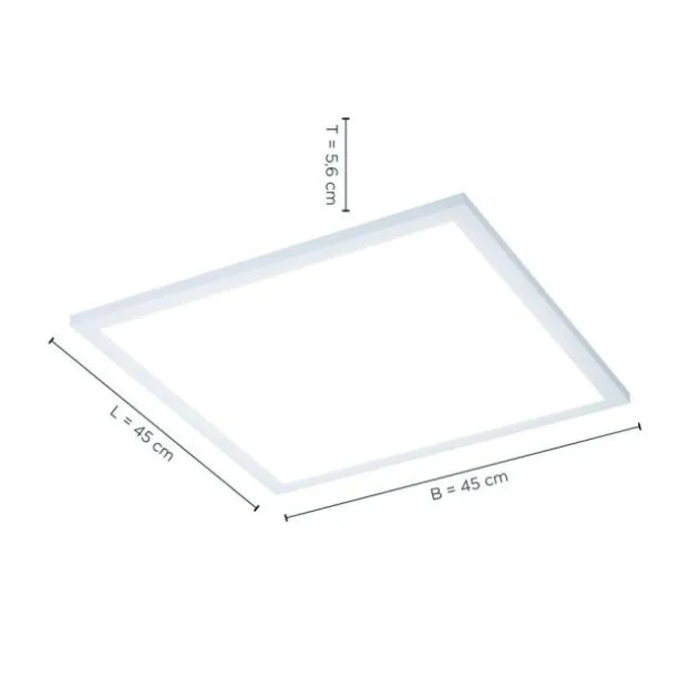 LED-Panel, weiß, 45x45cm, flach, blendfreies Licht, CCT, dimmbar
