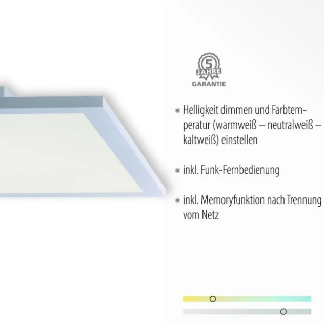 LED-Panel, weiß, 45x45cm, flach, blendfreies Licht, CCT, dimmbar