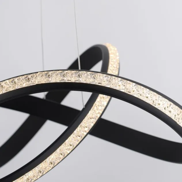 LED Pendellampe BRILLA schwarz geschwungen dimmbar Kristallglas Optik