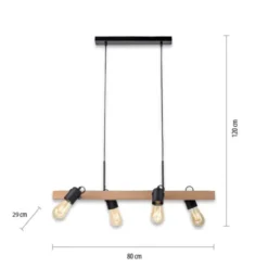 LED Pendellampe CANOP schwarz 4 flammig Holz Metall Industrie Design