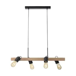 LED Pendellampe CANOP schwarz 4 flammig Holz Metall Industrie Design