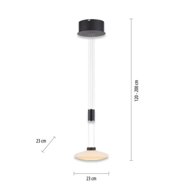LED Pendellampe 1 flammig rund schwarz dimmbar höhenverstellbar