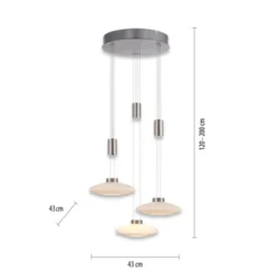 LED Pendellampe 3 flammig rund silber farbig dimmbar höhenverstellbar
