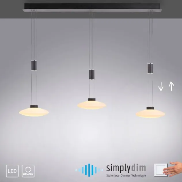 LED Pendellampe 3 flammig schwarz dimmbar höhenverstellbare Hängelampe