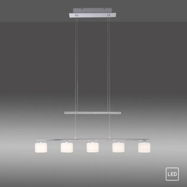 LED Pendellampe silberfarbig 5 flammig höhenverstellbar Esstischlampe