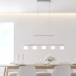 LED Pendellampe silberfarbig 5 flammig höhenverstellbar Esstischlampe