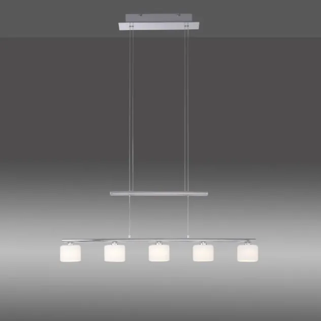 LED Pendellampe silberfarbig 5 flammig höhenverstellbar Esstischlampe