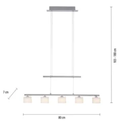 LED Pendellampe silberfarbig 5 flammig höhenverstellbar Esstischlampe