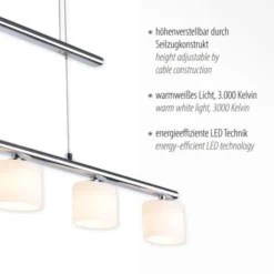LED Pendellampe silberfarbig 5 flammig höhenverstellbar Esstischlampe