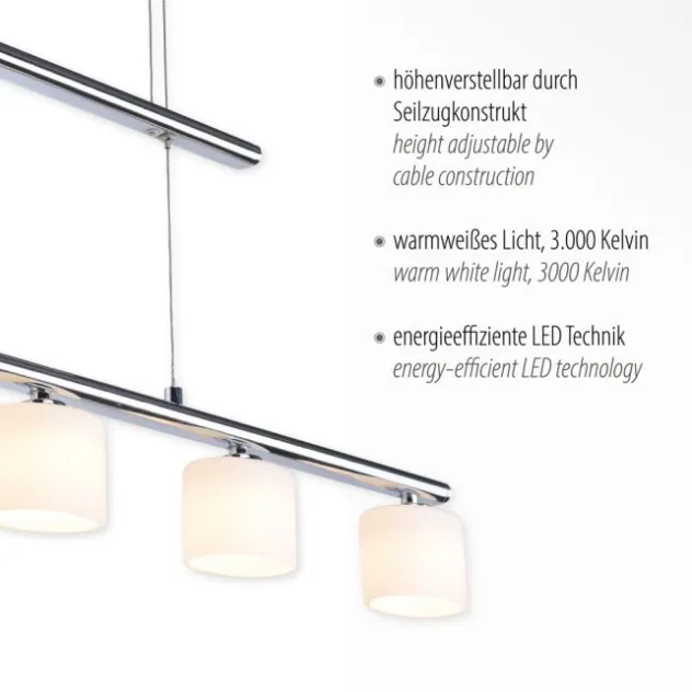 LED Pendellampe silberfarbig 5 flammig höhenverstellbar Esstischlampe