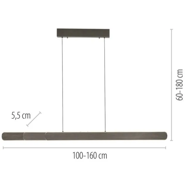 LED Pendelleuchte ADRIANA dunkel-metal-braun höhenverstellbar dimmbar