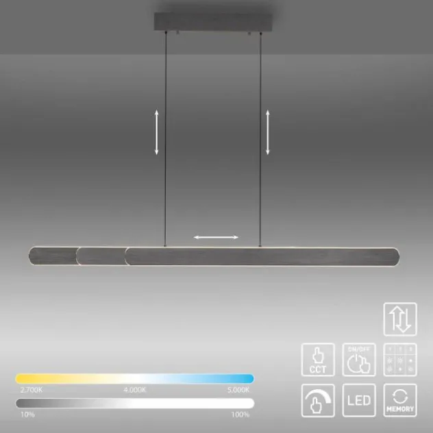 LED Pendelleuchte ADRIANA schwarz höhenverstellbar dimmbar CCT