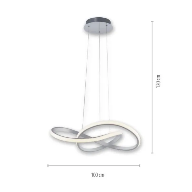 LED-Pendelleuchte, alufarben, dimmbar, höhenverstellbar