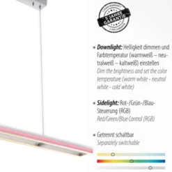 LED-Pendelleuchte, alufarben, Fernbedienung, RGB, CCT, Memory