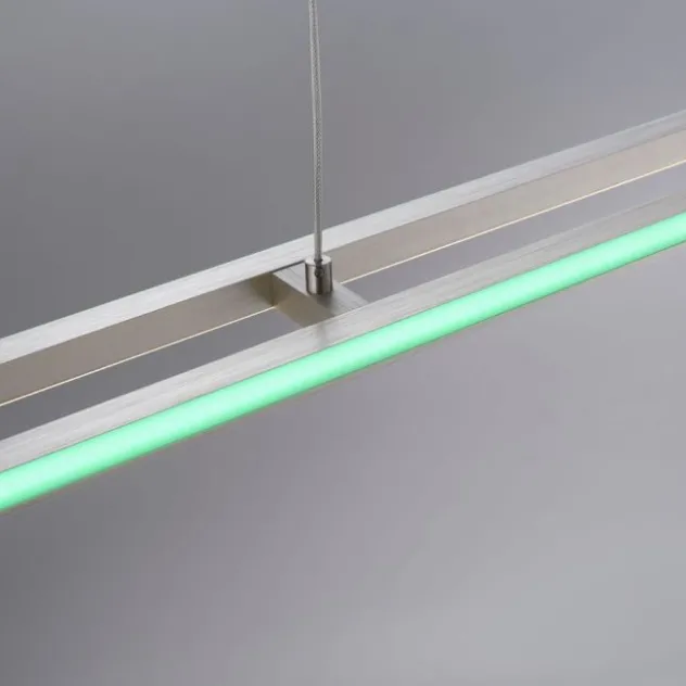 LED-Pendelleuchte, alufarben, Fernbedienung, RGB, CCT, Memory