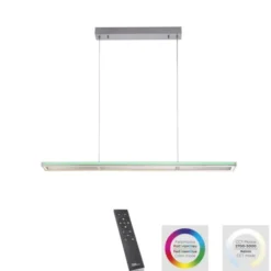 LED-Pendelleuchte, alufarben, Fernbedienung, RGB, CCT, Memory