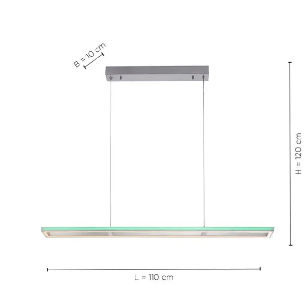 LED-Pendelleuchte, alufarben, Fernbedienung, RGB, CCT, Memory