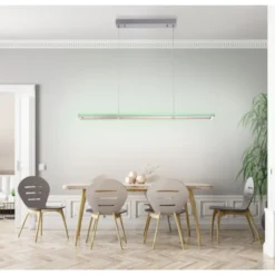 LED-Pendelleuchte, alufarben, Fernbedienung, RGB, CCT, Memory