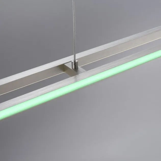 LED-Pendelleuchte, alufarben, Fernbedienung, RGB, CCT, Memory