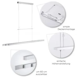 LED-Pendelleuchte, Alu, höhenverstellbar, ausziehbar, Touchdimmer