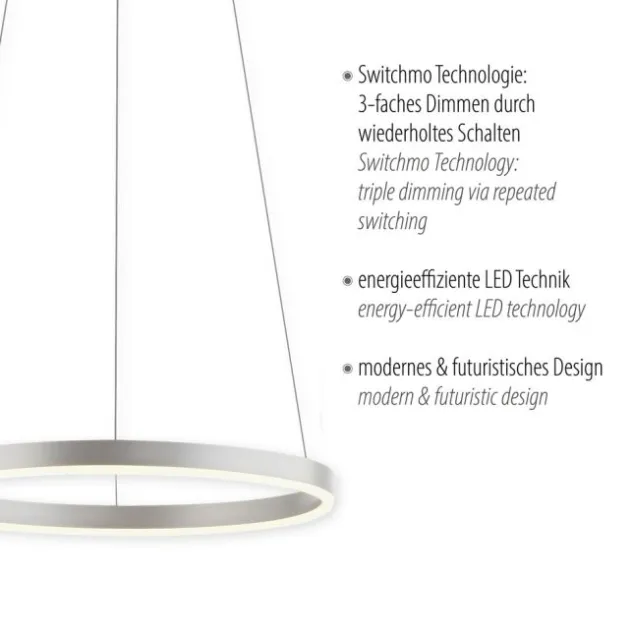 LED Pendelleuchte aluminium rund Ø40cm dimmbar Switchmo warmweiß