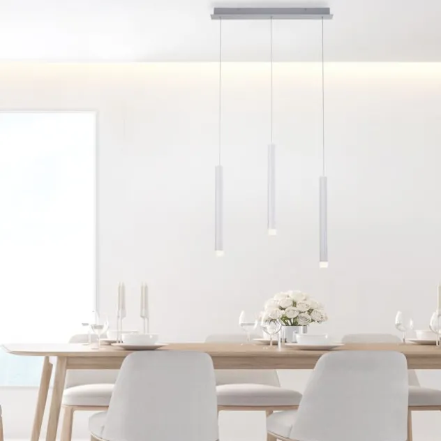 LED-Pendelleuchte Alu silber warmweiß, IP20, Innenleuchte