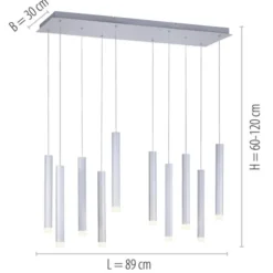 LED-Pendelleuchte Alu silber warmweiß, IP20, Innenleuchte