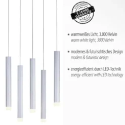 LED-Pendelleuchte Alu silber warmweiß, IP20, Innenleuchte
