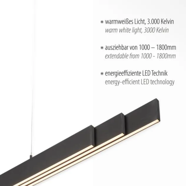 LED Pendelleuchte, anthrazit, höhenverstellbar, ausziehbar