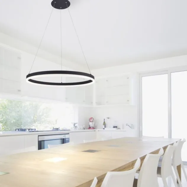 LED Pendelleuchte, anthrazit, runde Form, dimmbar, Memory Funktion, modern